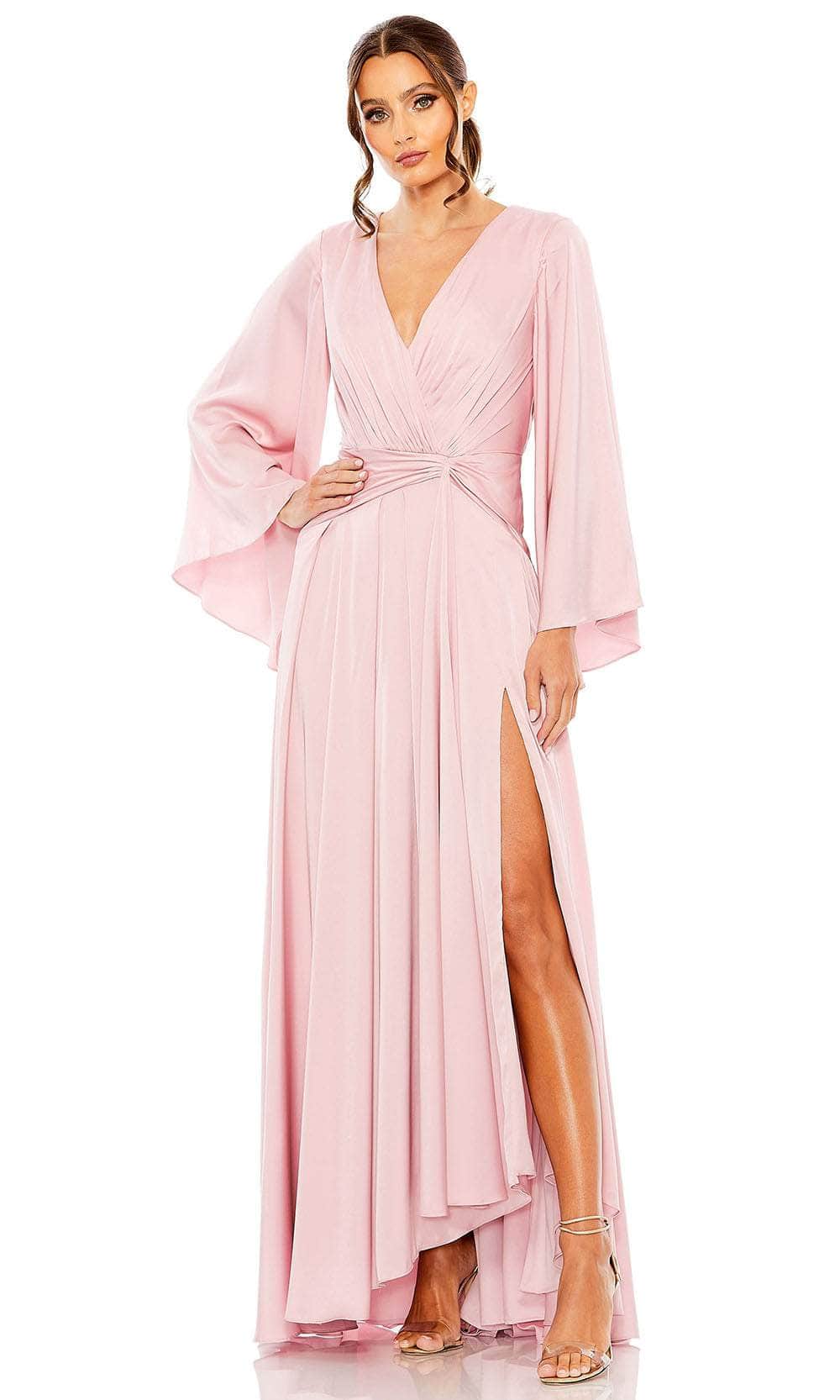 Ieena Duggal 55993 - High Slit Long Sleeve Gown Prom Dresses 4 / Dusty Rose