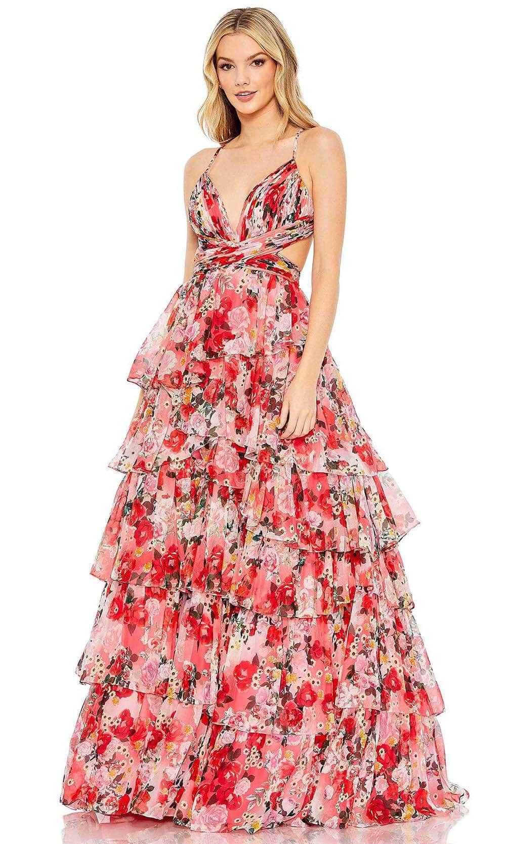 Ieena Duggal 67985 - Ruffled Plunging V-neck Long Dress Prom Dresses