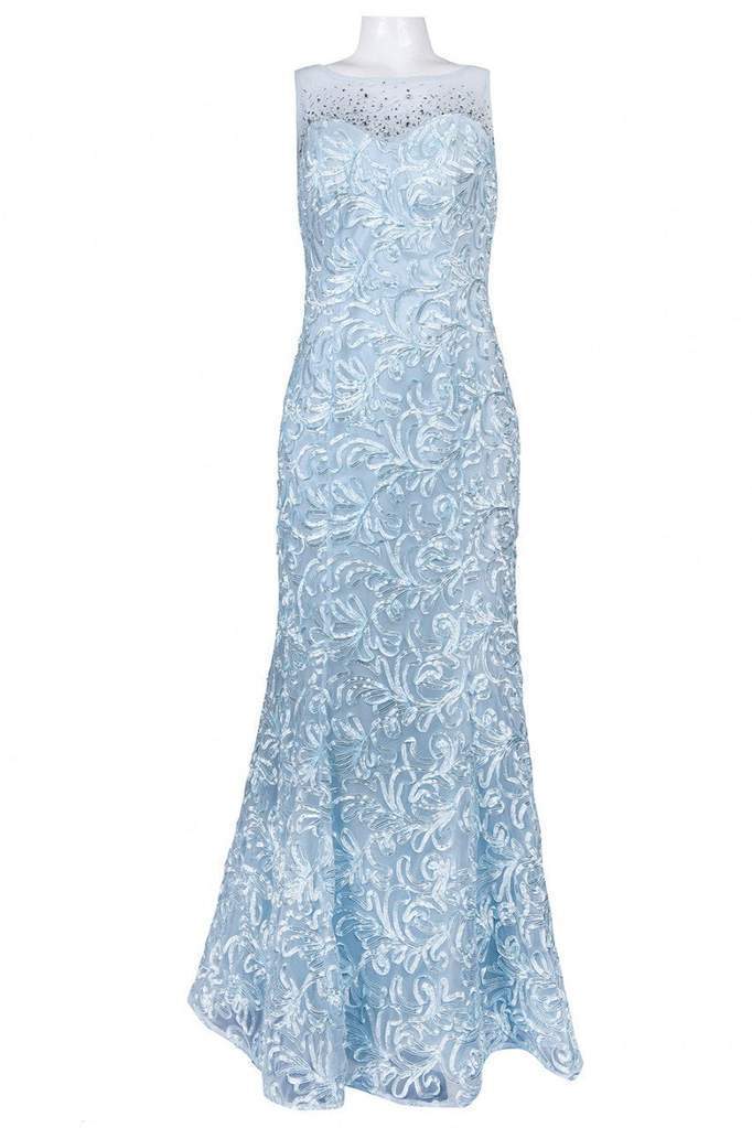 Ignite Evenings - Illusion Shoulders Embellished Trumpet Gown 3530 In Blue