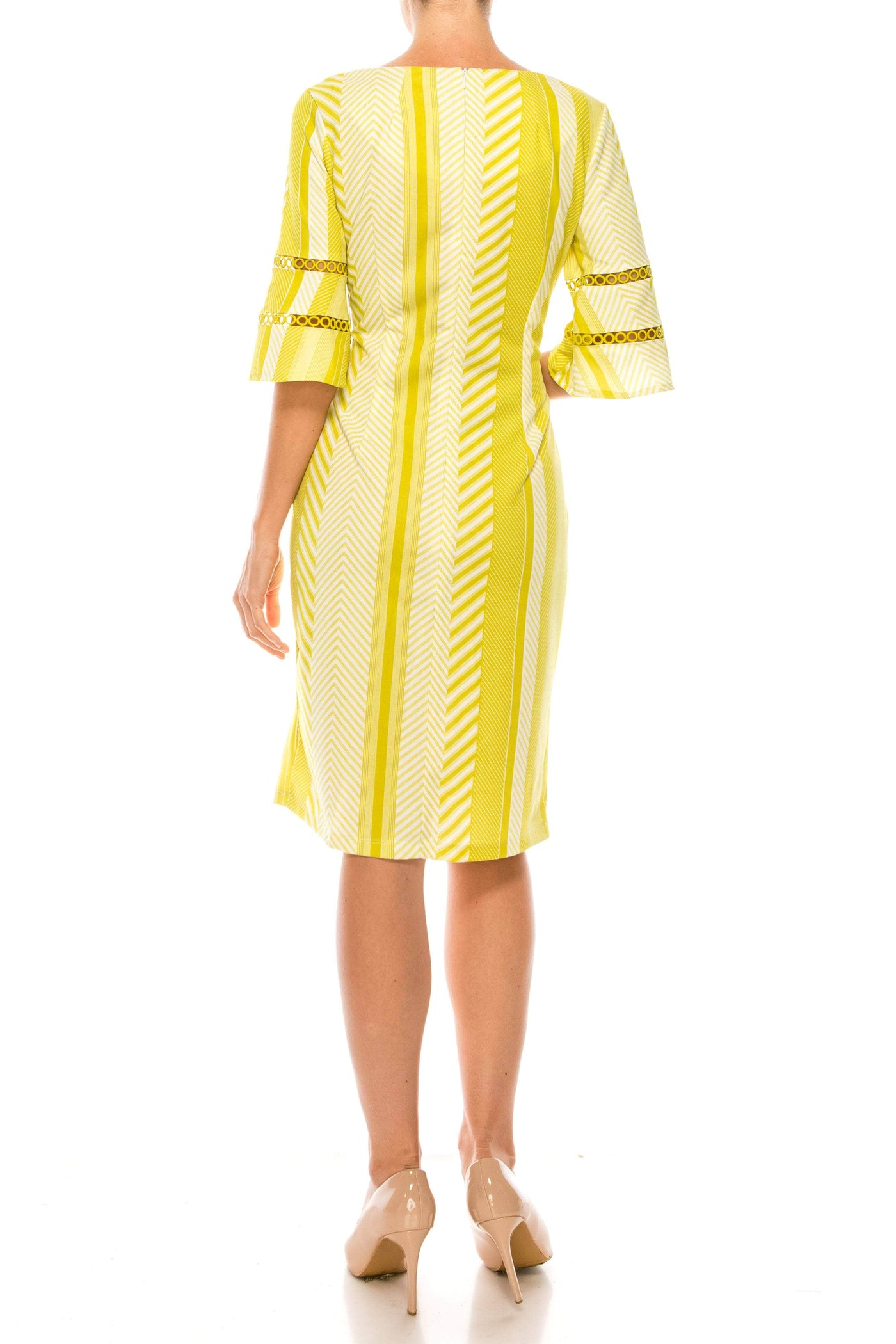 ILE Clothing SCP5901RE - Bell Sleeve Print Dress Special Occasion Dresses