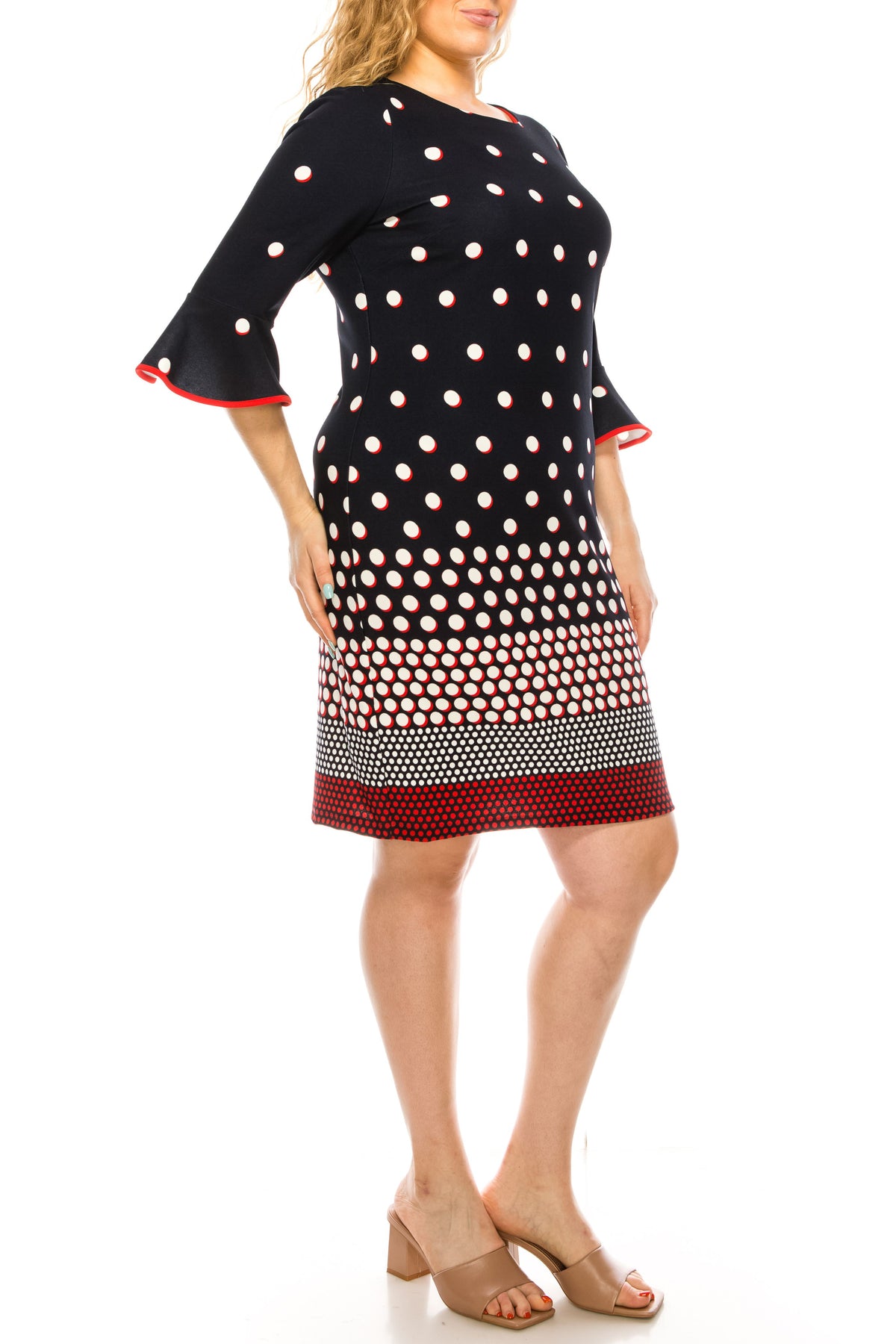 ILE Clothing - SCP223 Bateau Sheath Short Dress In Blue and Red