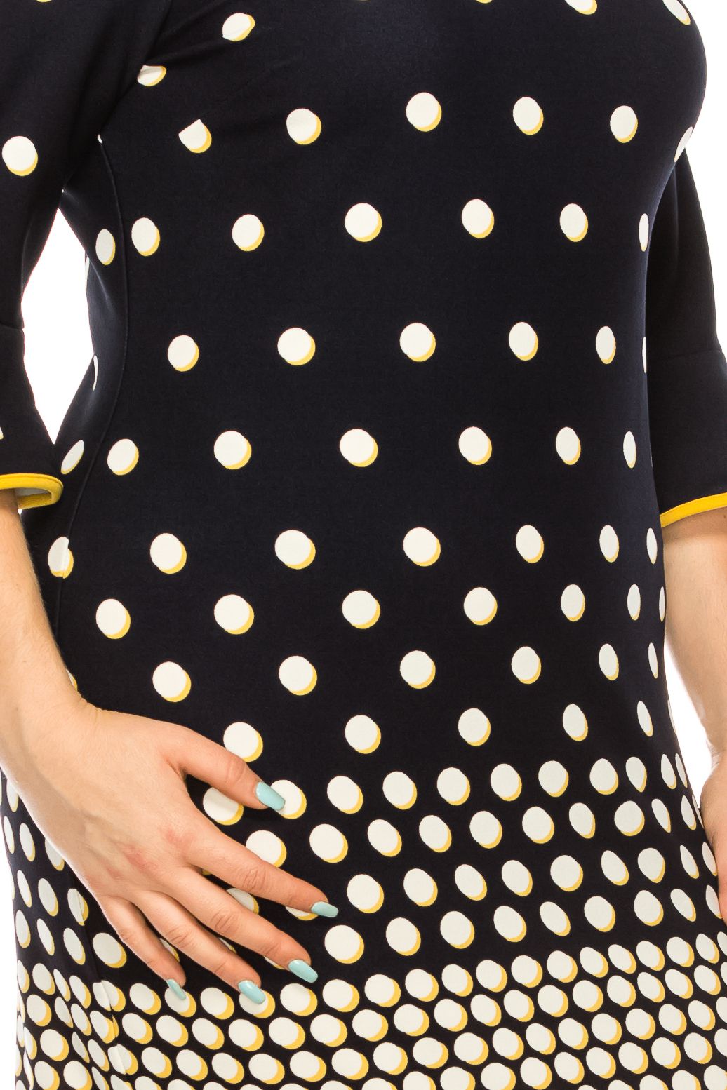 ILE Clothing - SCP223 Bateau Sheath Short Dress In Blue and Yellow