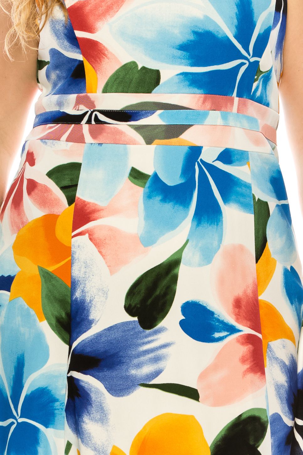 ILE Clothing - SCP5708 Bateau A-Line Knee-Length Dress In Multi-Color