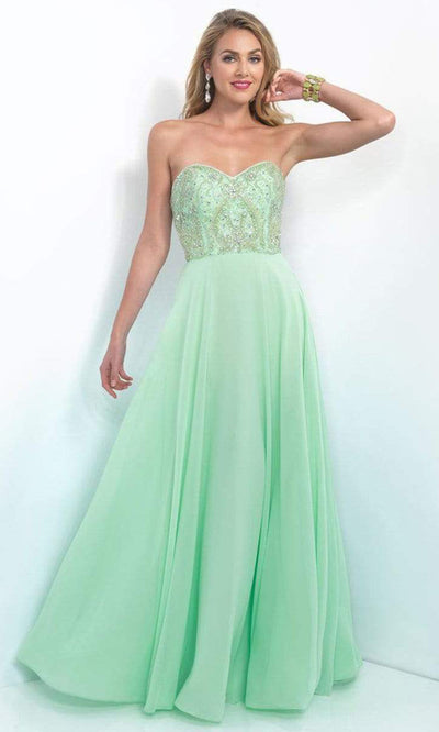 Intrigue - 164 Strapless Embellished Sweetheart Bodice A-line Dress - 1 pc Mint Green In Size 0 Available CCSALE 0 / Mint Green