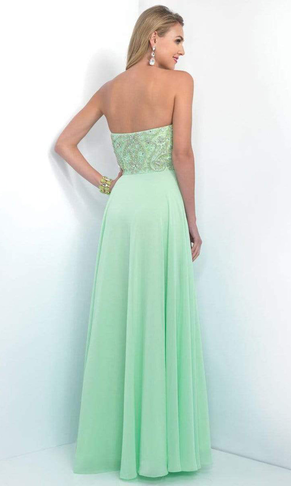 Intrigue - 164 Strapless Embellished Sweetheart Bodice A-line Dress - 1 pc Mint Green In Size 0 Available CCSALE 0 / Mint Green