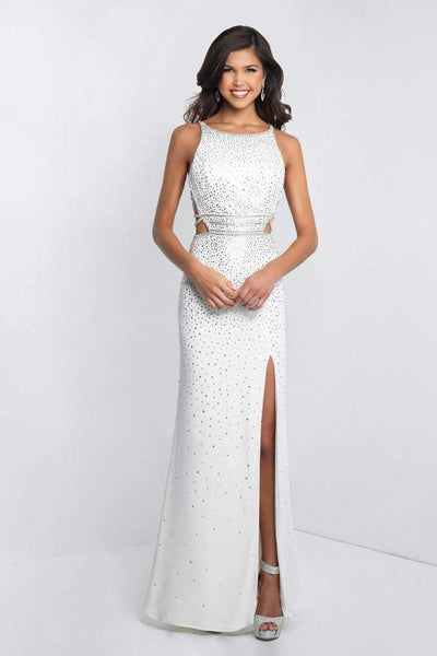 Intrigue - 402 Embellished Bateau Sheath Dress Special Occasion Dress 0 / Ivory