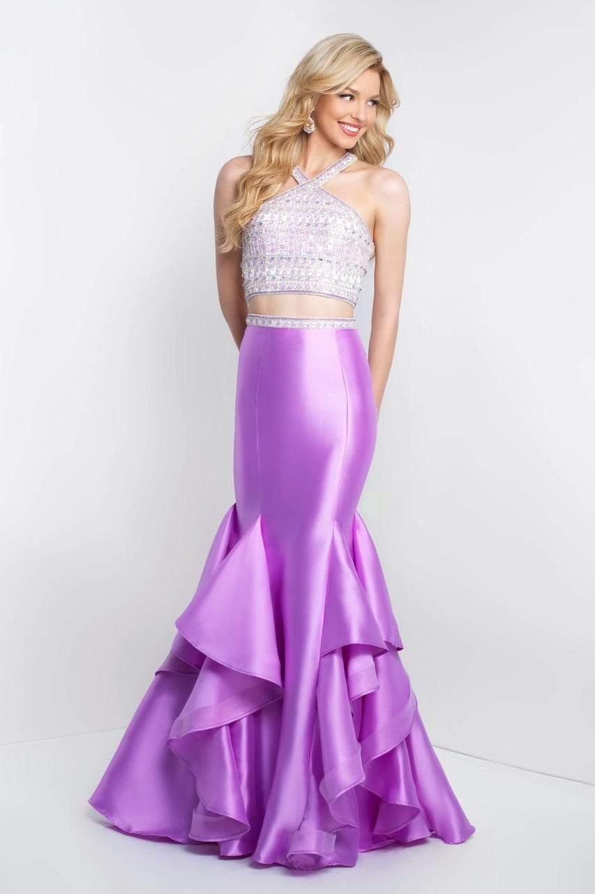 Intrigue - 417 Beaded Halter Mermaid Dress Special Occasion Dress 0 / Lavender/Multi
