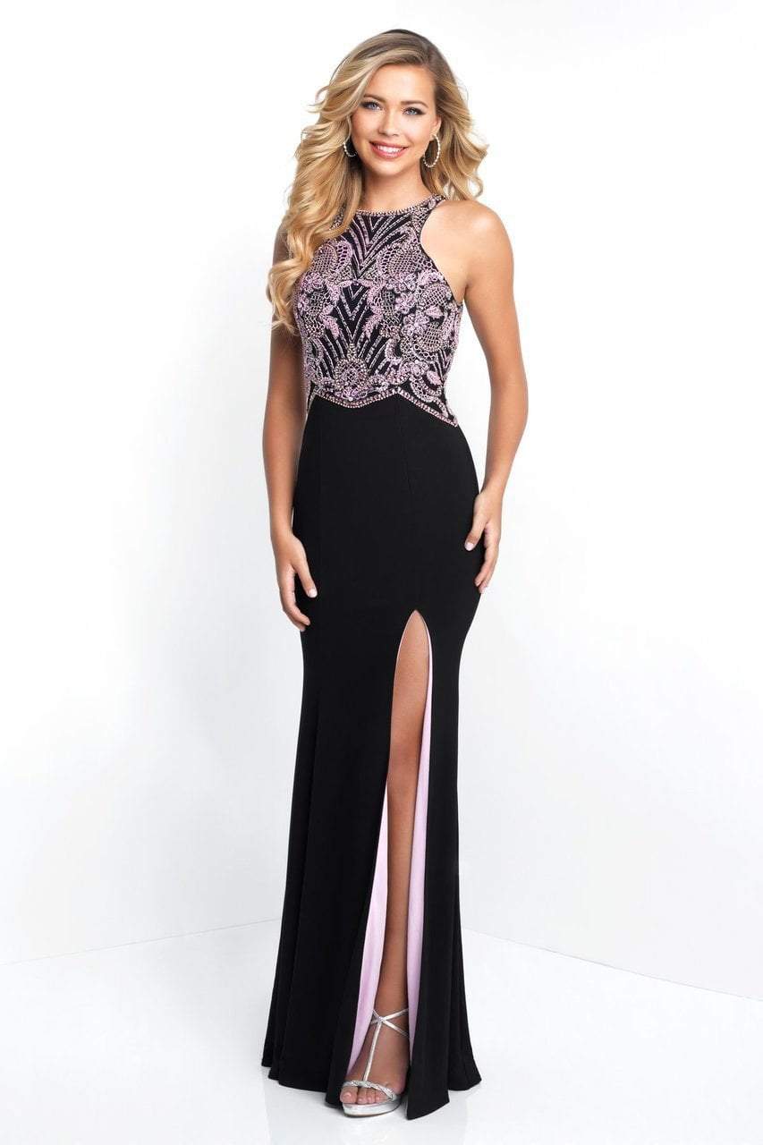 Intrigue - 431 Sleeveless Contrast Beaded Long Dress with Slit Special Occasion Dress