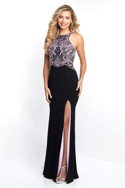 Intrigue - 431 Sleeveless Contrast Beaded Long Dress with Slit Special Occasion Dress