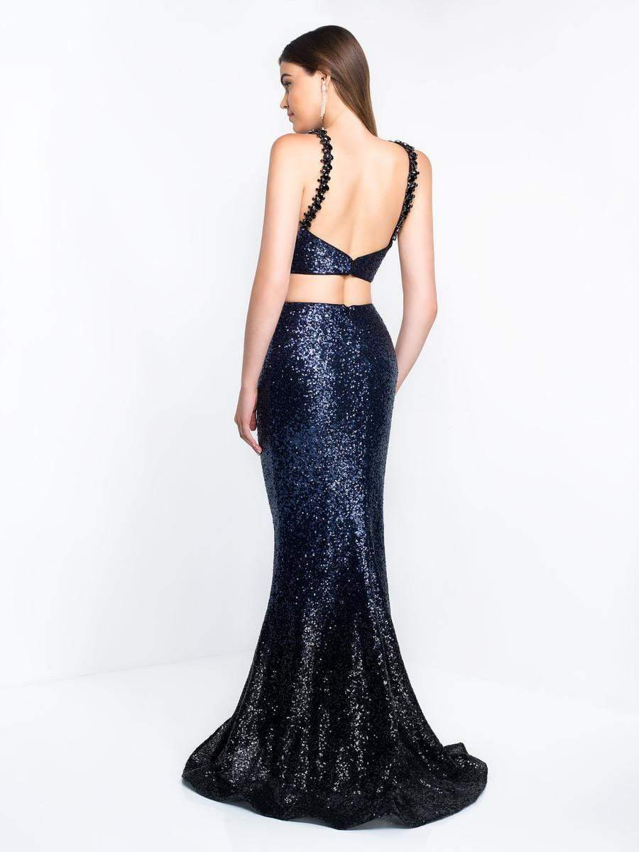 Intrigue - 452 Shimmering Sequined Halter Two Piece Gown Special Occasion Dress