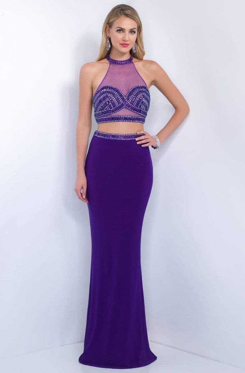 Intrigue - Beaded High Neckline Two-Piece Evening Dress 181 Special Occasion Dress 0 / Purple