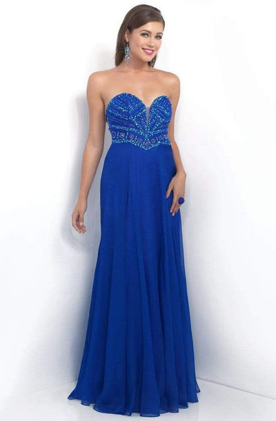 Intrigue - Embellished Plunging Sweetheart A-line  Dress 160 Special Occasion Dress 0 / Royal