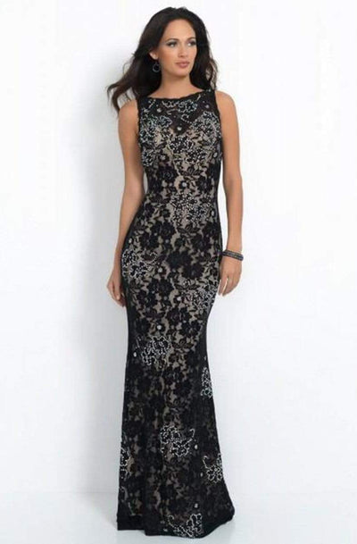 Intrigue - Sleeveless Embellished Lace Overlay Gown 41 Special Occasion Dress 0 / Black