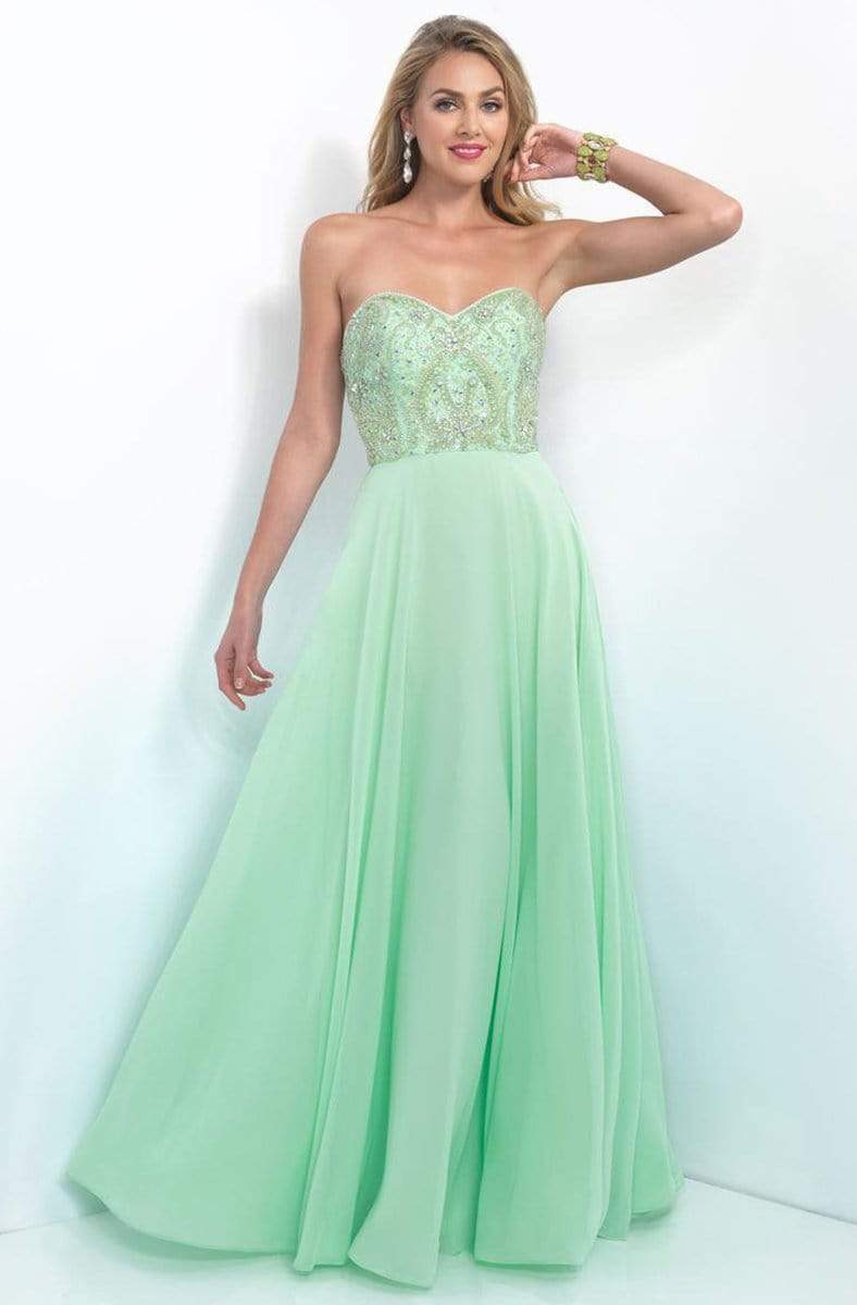 Intrigue - Strapless Crystal Embellished A-line  Dress 164 Special Occasion Dress 0 / Mint Green