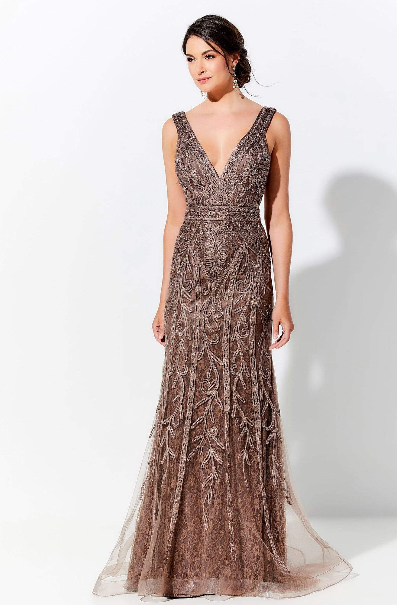 Ivonne D by Mon Cheri - 120D03W Embroidered V-Neck Long Dress Evening Dresses