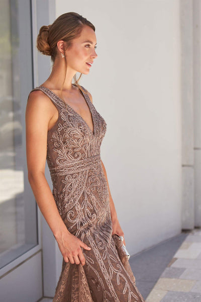 Ivonne D by Mon Cheri - 120D03W Embroidered V-Neck Long Dress Evening Dresses