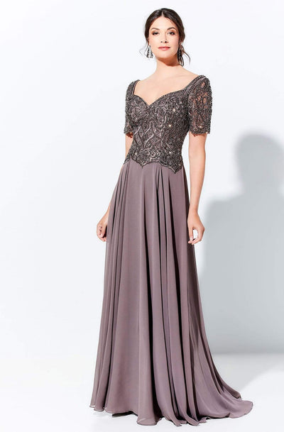 Ivonne D by Mon Cheri - 120D04W Beaded Long A-Line Dress Mother of the Bride Dresses 16W / Mocha