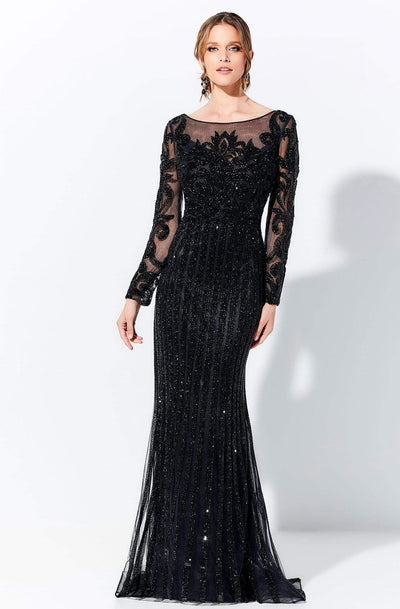 Ivonne D by Mon Cheri - 120D11 Stone Embellished Lace Dress Mother of the Bride Dresses 4 / Black