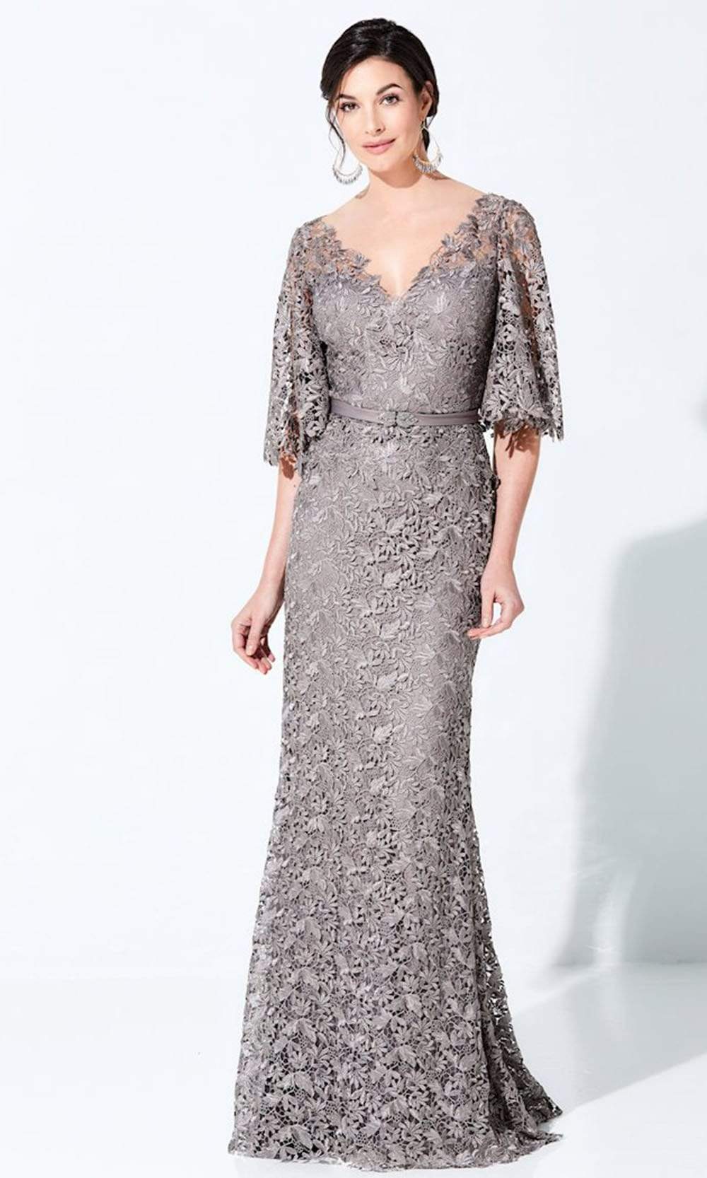 CCSALE - Quarter Sleeve Evening Gown 220D29 In Gray