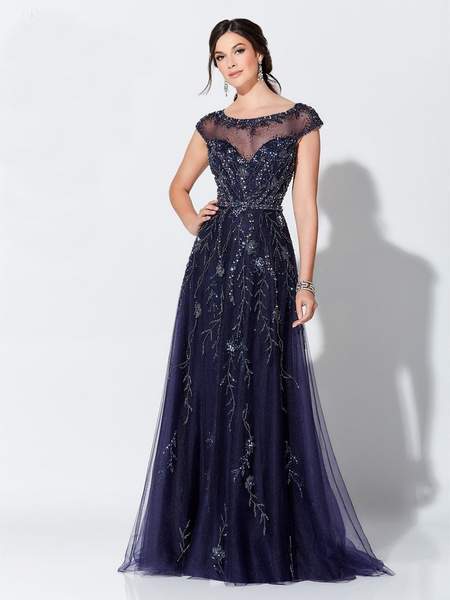 Mon Cheri - Stunning Beaded Tulle A-line Gown 119D48 - 1 pc Navy in Size 20 Available CCSALE 14 / Navy