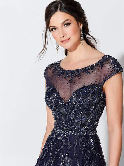 Ivonne D by Mon Cheri - 119D48 Stunning Beaded Tulle A-line Gown In Black and Blue