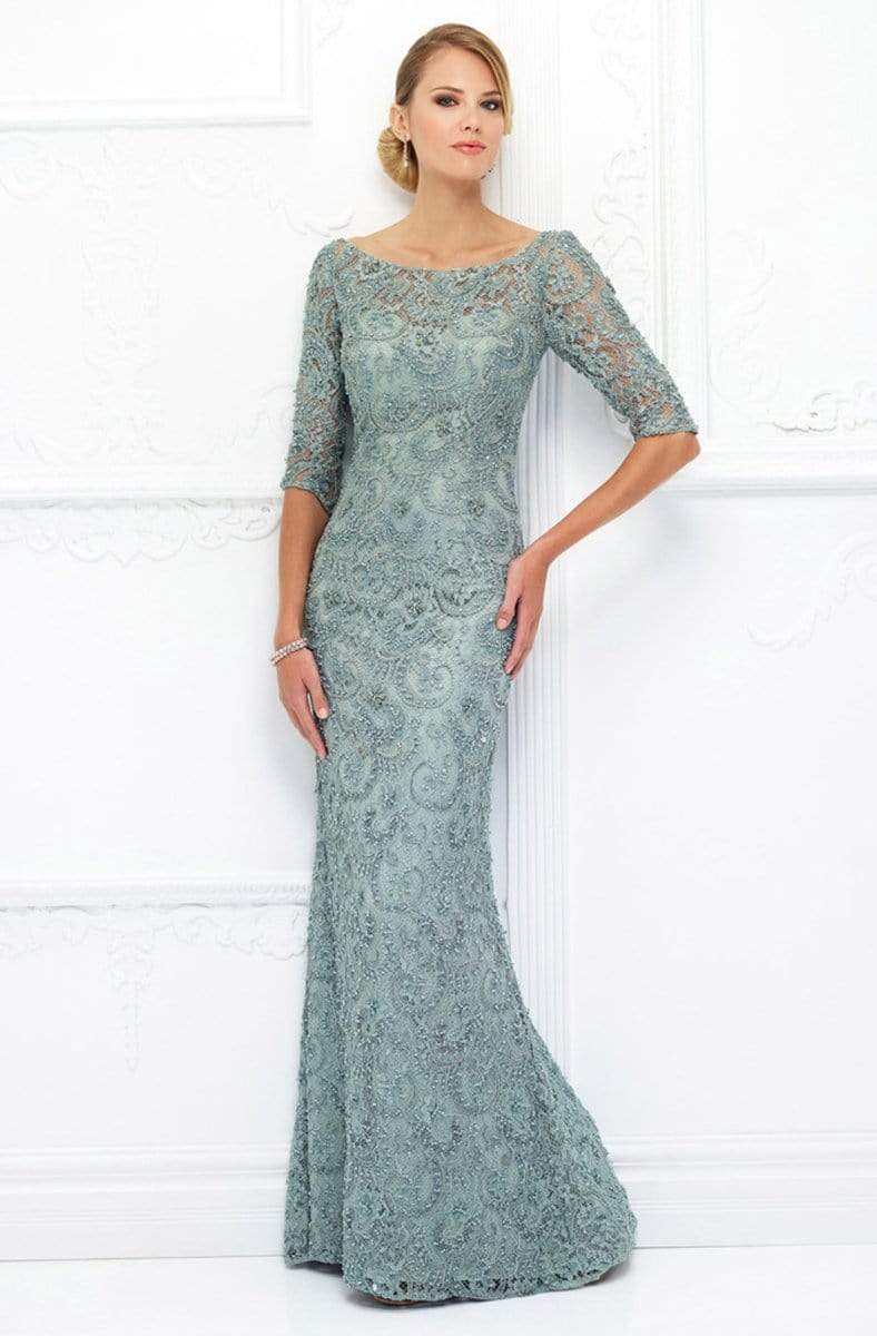 Ivonne D for Mon Cheri - 118D06 Beaded Lace Illusion Bateau Tulle Gown Mother of the Bride Dresses 4 / Seafoam