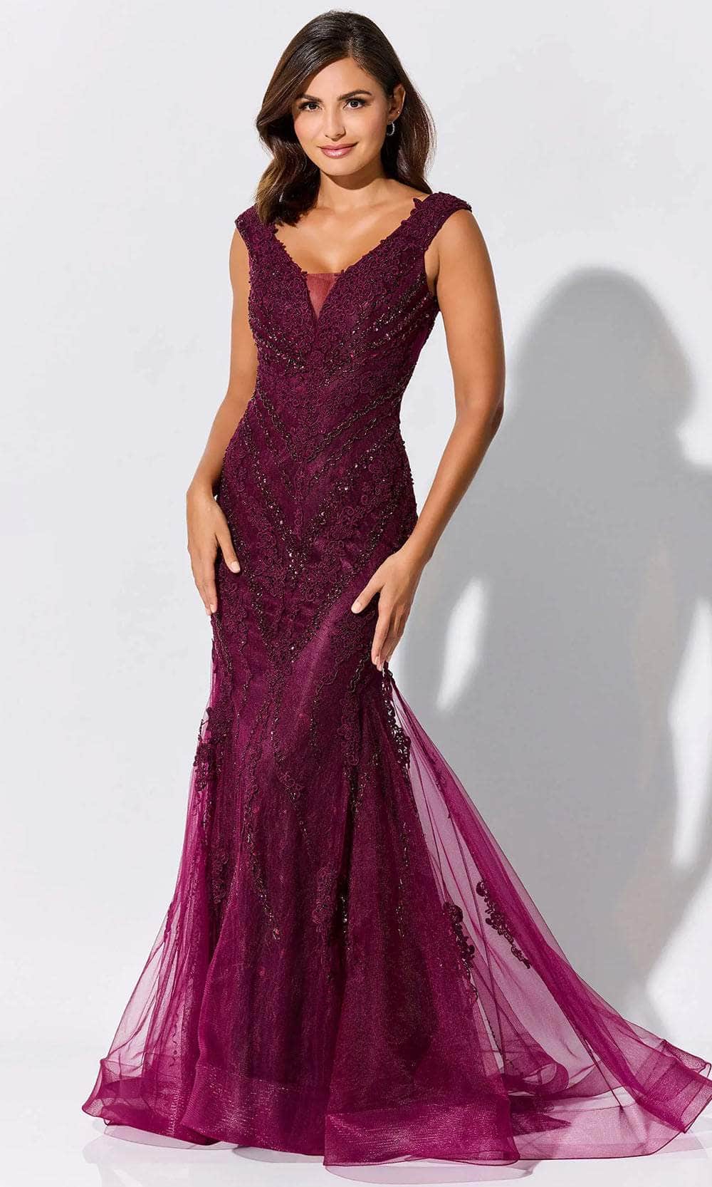 Ivonne-D ID317 - Stone Accented Mermaid Gown Prom Dresses 4 / Bordeaux
