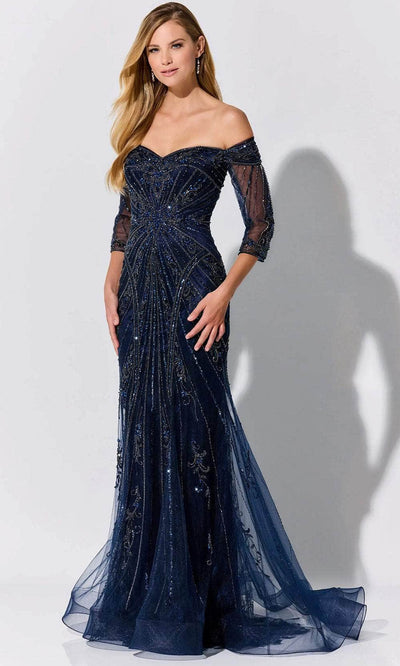 Ivonne-D ID320 - Shimmer Sweetheart Evening Dress Evening Dresses 4 / Navy Blue