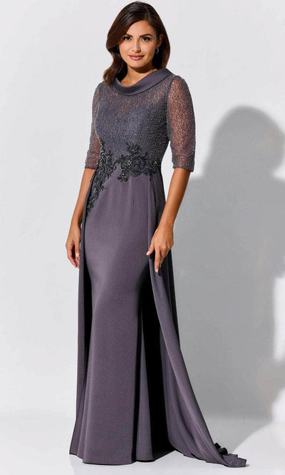 Ivonne-D ID321 - Sleeveless Overskirt Gown Prom Dresses 4 / Charcoal