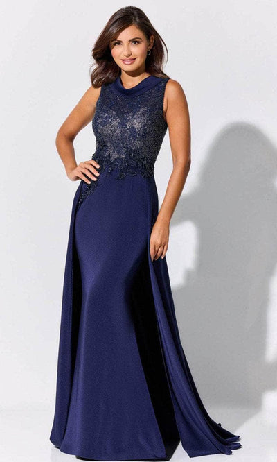 Ivonne-D ID321 - Sleeveless Overskirt Gown Prom Dresses 4 / Navy Blue