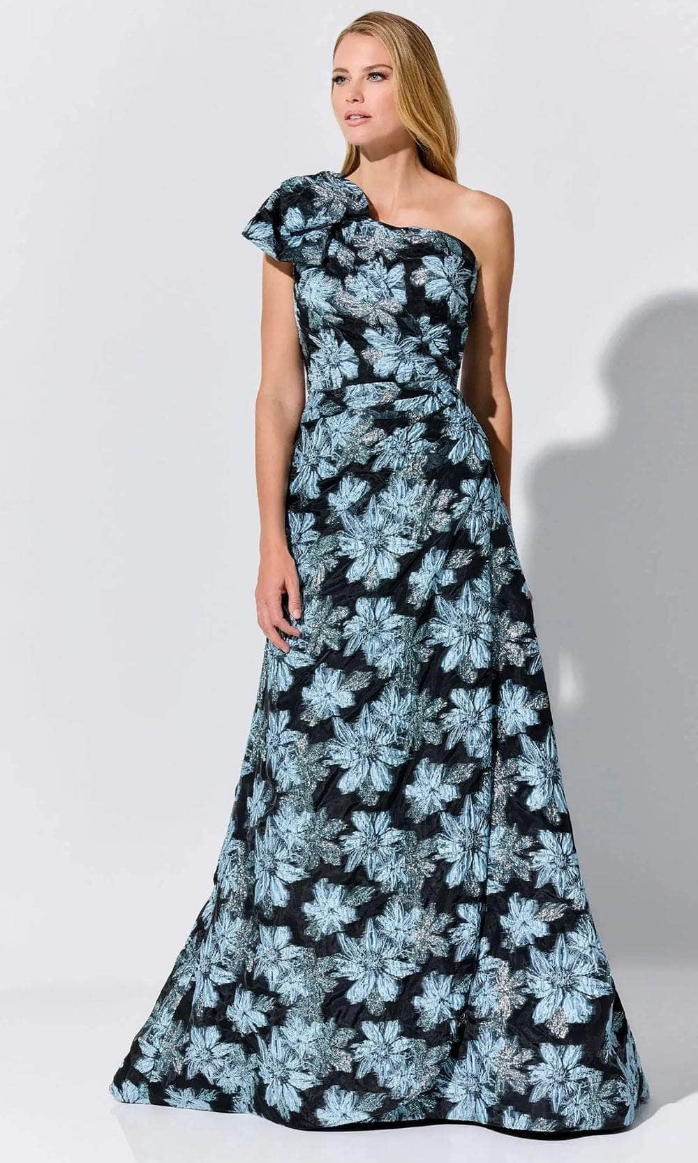 Ivonne D ID326 - Floral Print A-Line Evening Dress