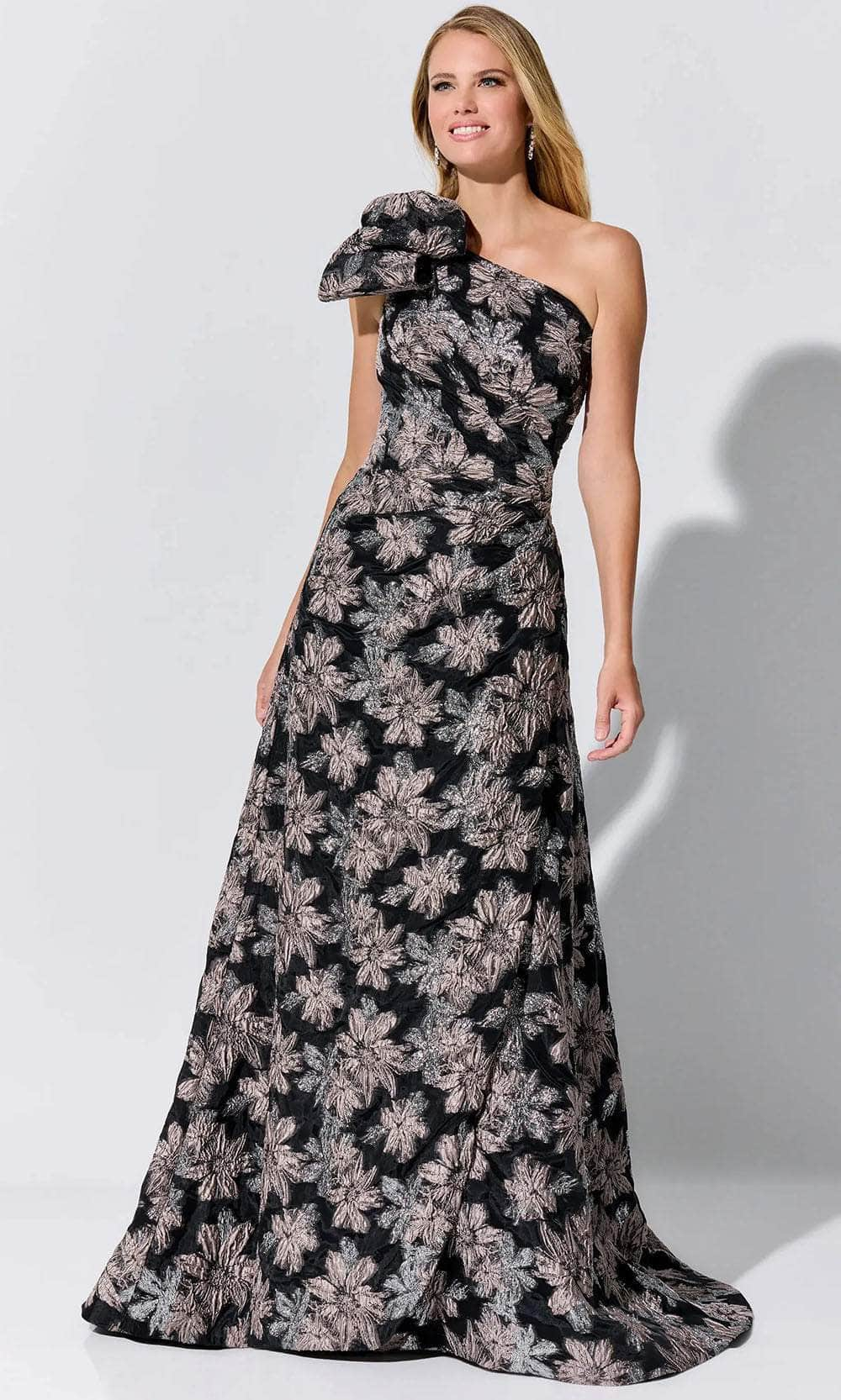 Ivonne D ID326 - Floral Print A-Line Evening Dress