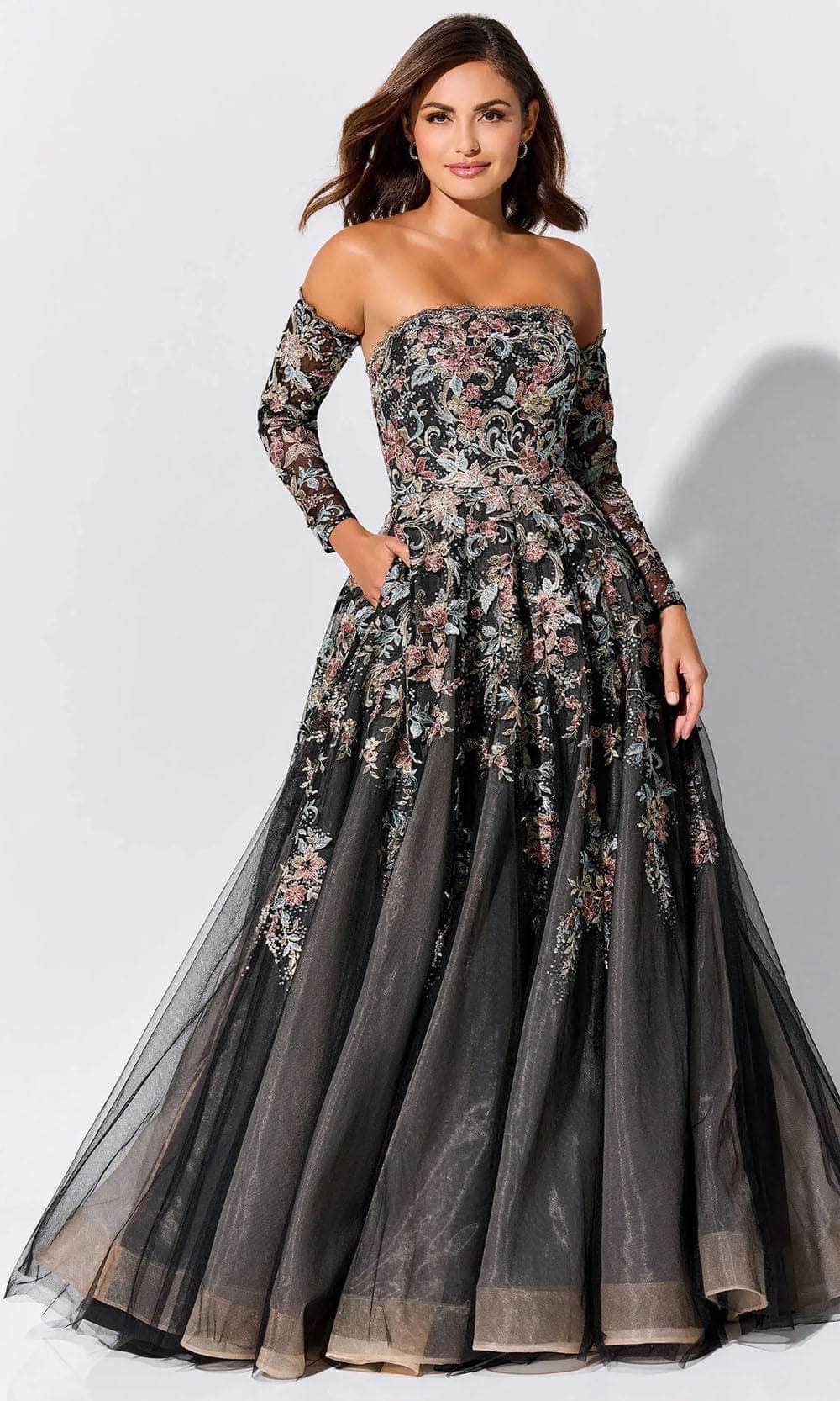 Ivonne-D ID327 - A-Line Open Back Gown Prom Dresses 4 / Black/Multi