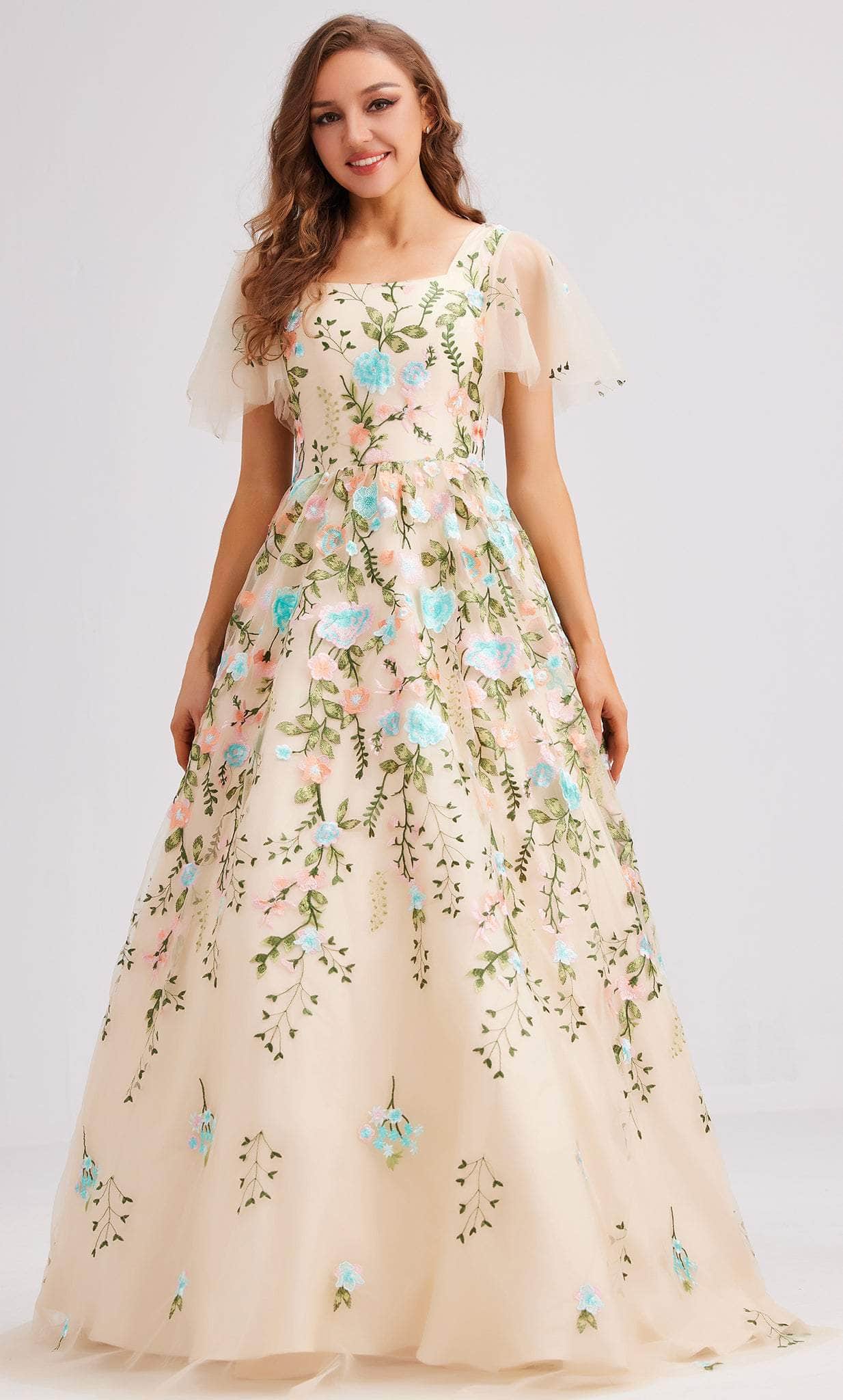 J'Adore Dresses J23016 - Floral Embroidered Evening Dress Special Occasion Dress