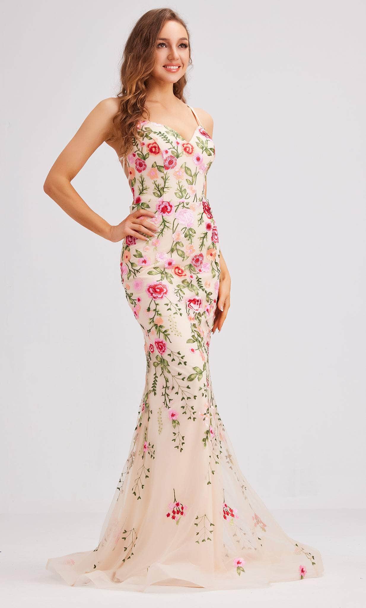 J'Adore Dresses J23018 - Embroidered Mermaid Evening Dress Special Occasion Dress
