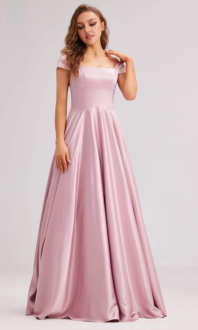 J'Adore Dresses J23032 - Cap Sleeve Satin Evening Dress Special Occasion Dress 2 / Dusty Pink
