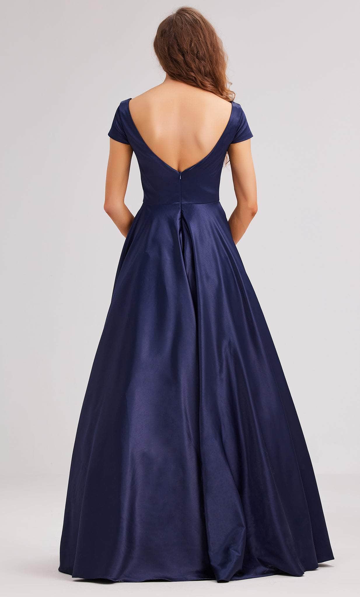 J'Adore Dresses J23032 - Cap Sleeve Satin Evening Dress Special Occasion Dress
