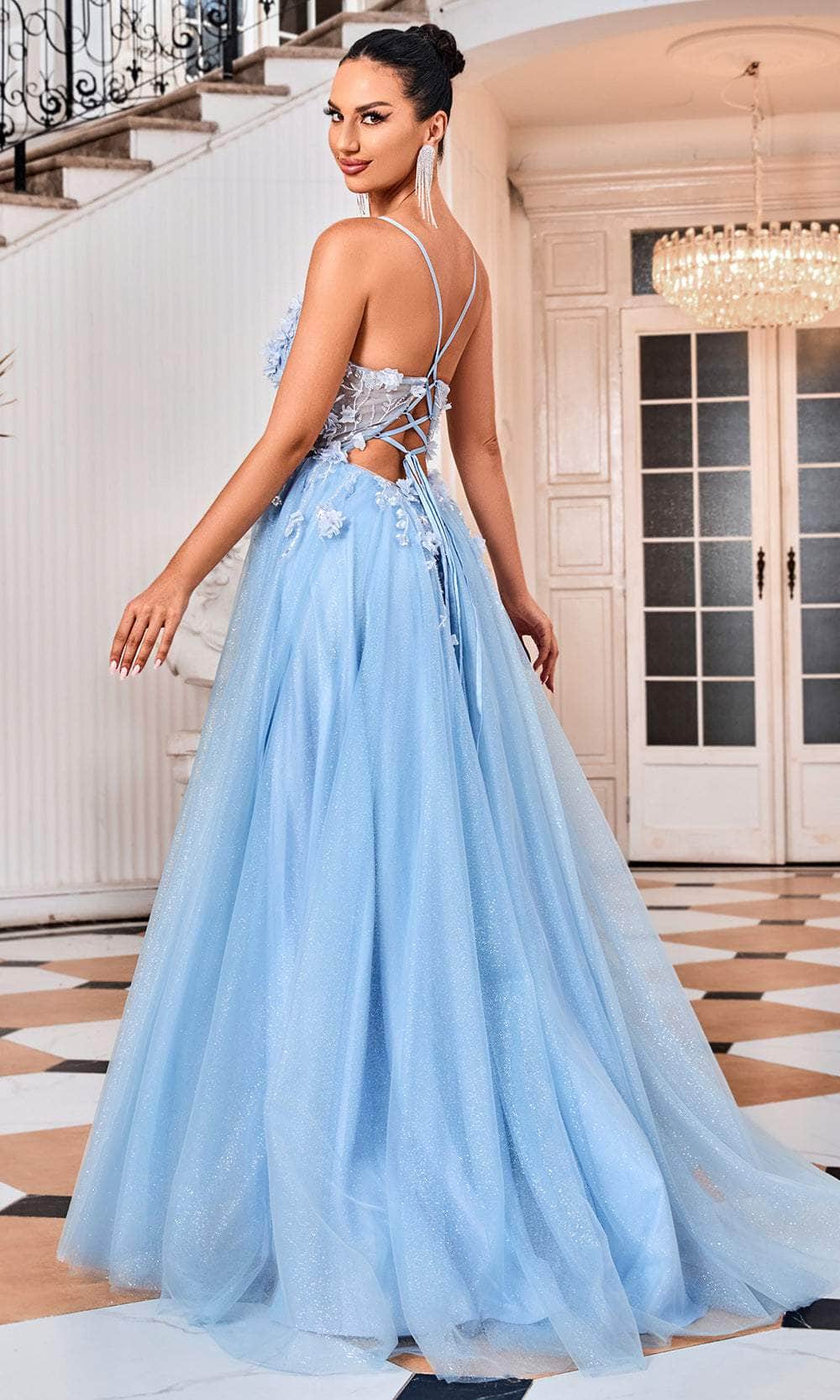 J'Adore Dresses J24001 - Long 3D Floral, Tulle A-Line Dress J'Adore Dresses J24001 - Long 3D Floral, Tulle A-Line Dress