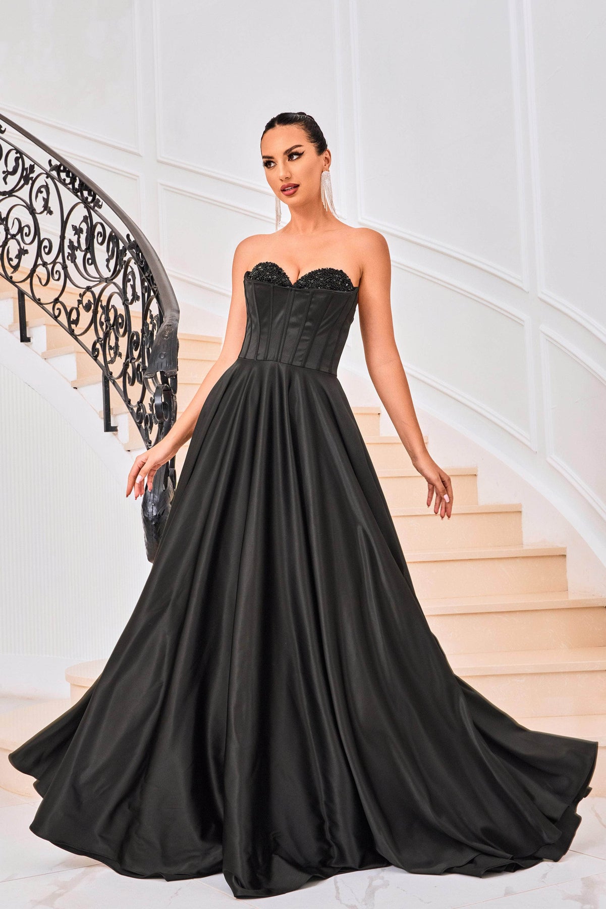 peekaboo corset dress Satin Mermaid Dress With Peekaboo Corset