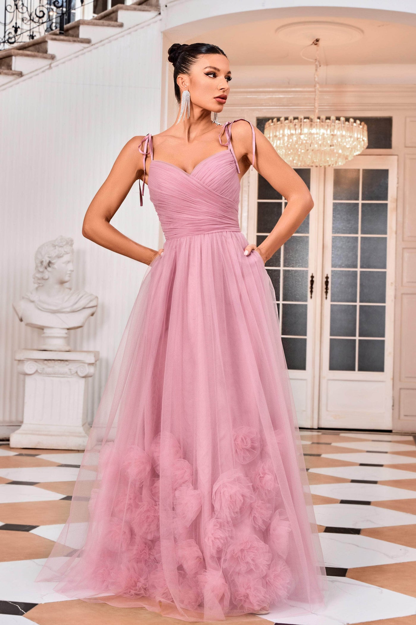 J'Adore Dresses J24013 - Shirred Tulle Prom Dress Special Occasion Dresses