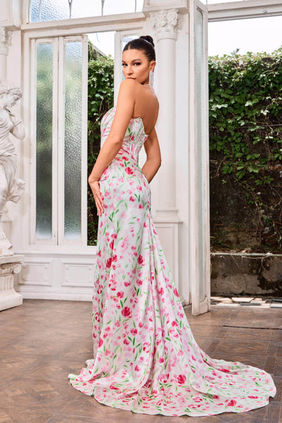 J'Adore Dresses J24020 - Floral Corset Prom Dress Special Occasion Dresses