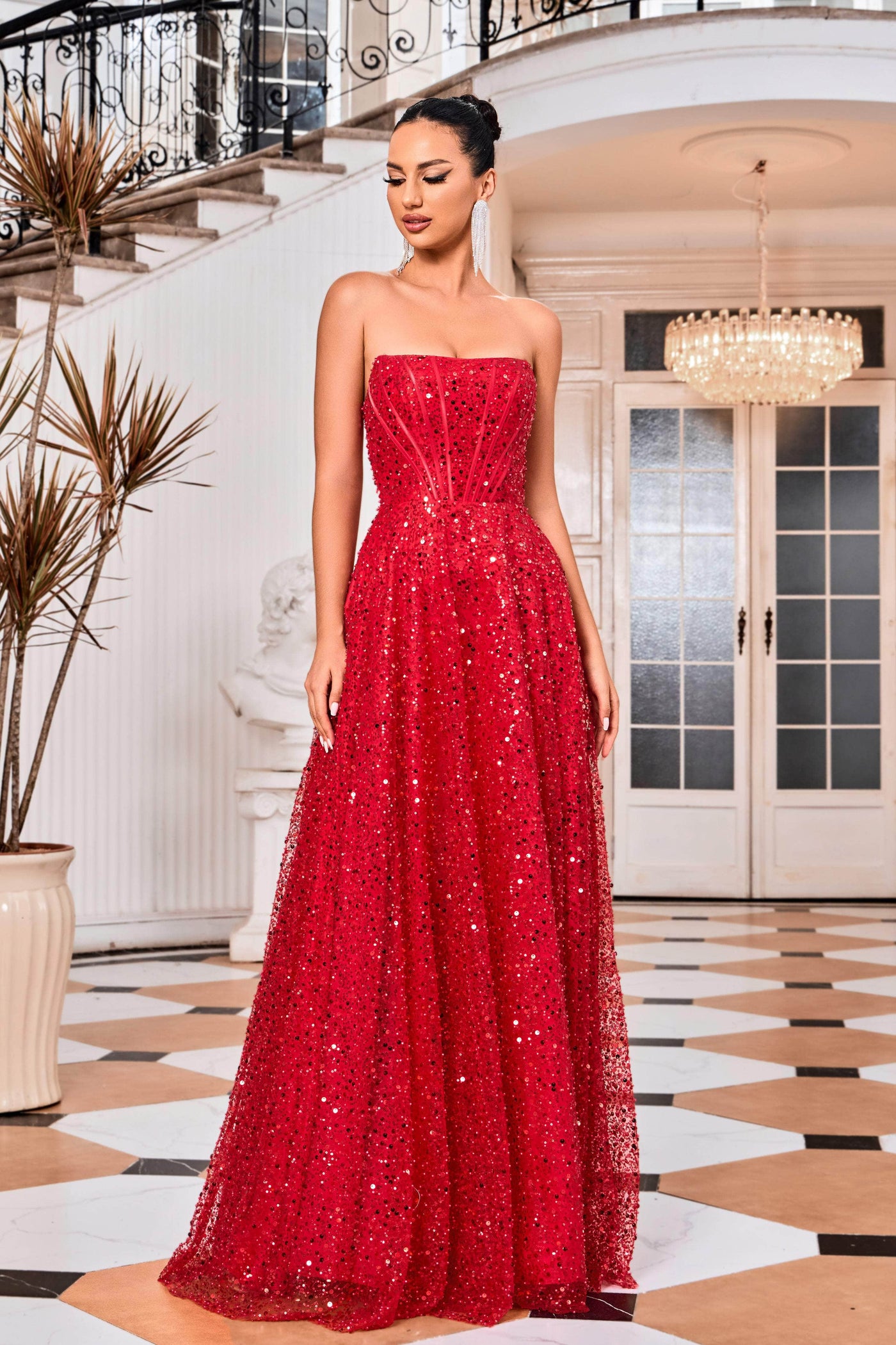 J'Adore Dresses J24022 - Corset Sequin Prom Dress Special Occasion Dresses