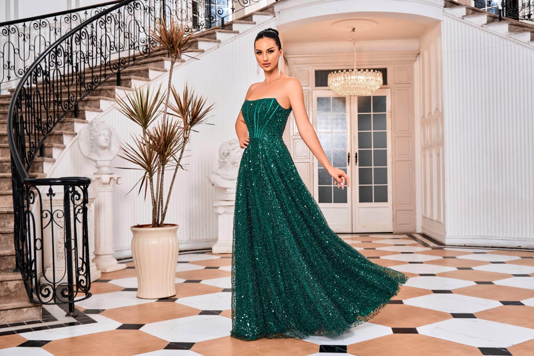 J'Adore Dresses J24022 - Long Sequin A-Line Dress