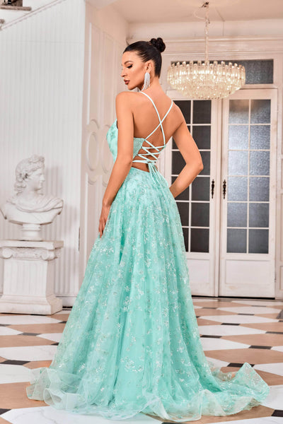 J'Adore Dresses J24030 - Crisscross Back Glitter Prom Dress Special Occasion Dresses