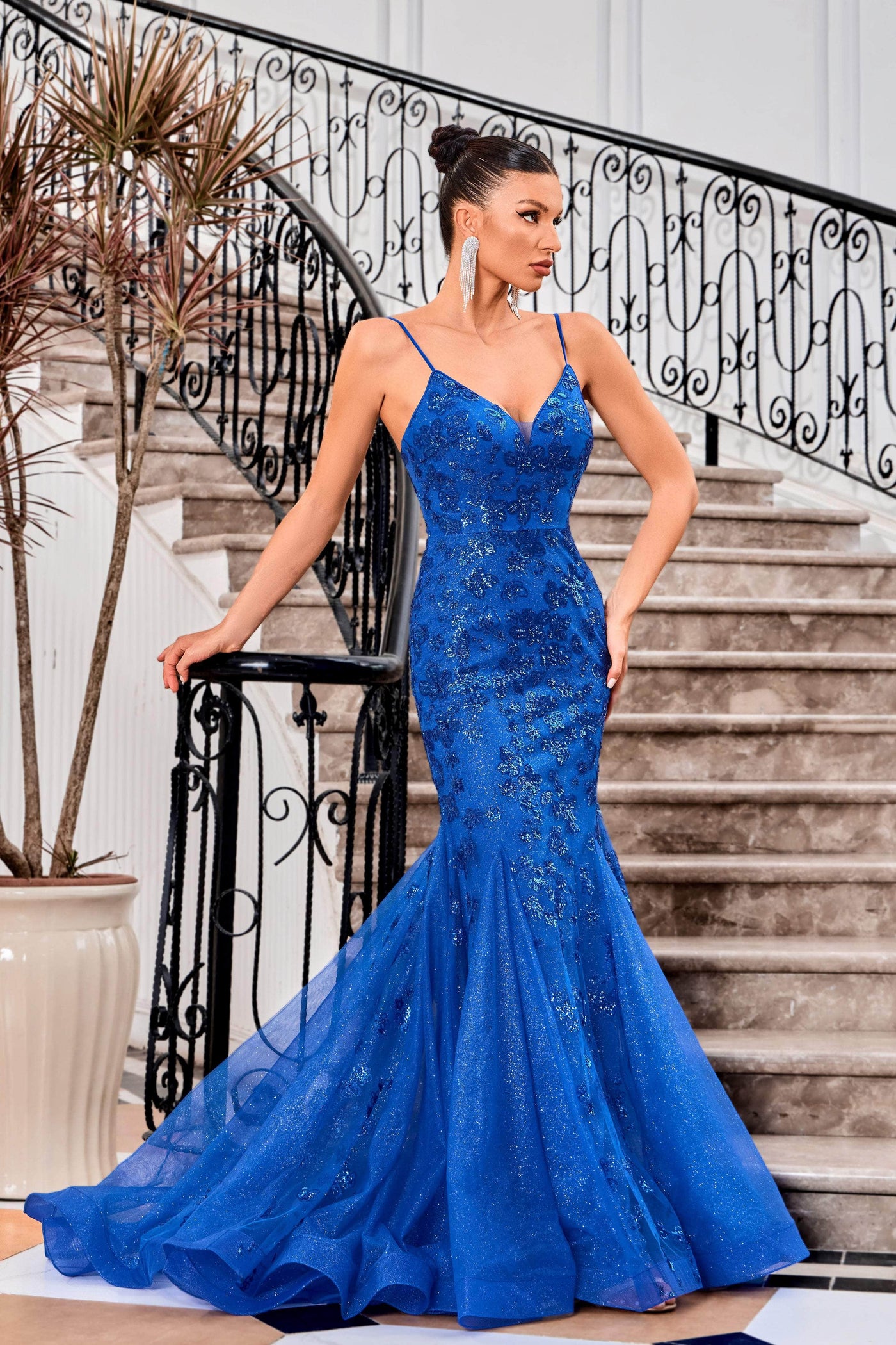 J'Adore Dresses J24031 - Glitter V-Neck Prom Dress Special Occasion Dresses