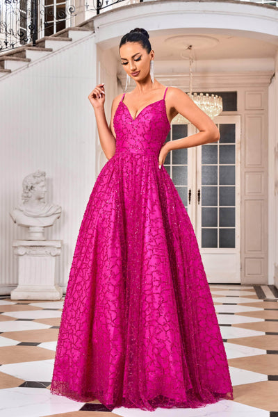 J'Adore Dresses J24032 - Plunging A-Line Prom Dress Special Occasion Dresses