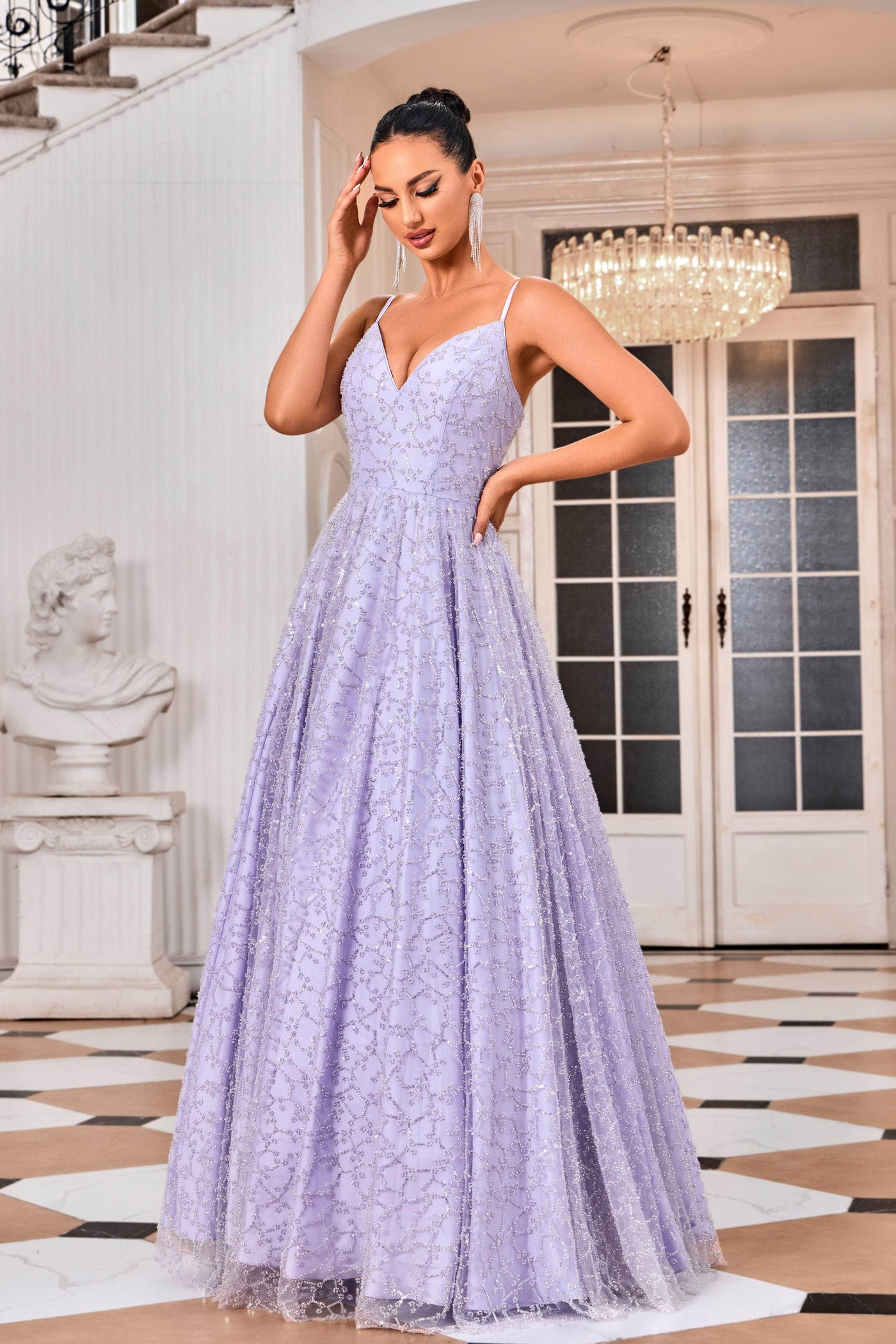 J'Adore Dresses J24032 - Plunging A-Line Prom Dress Special Occasion Dresses