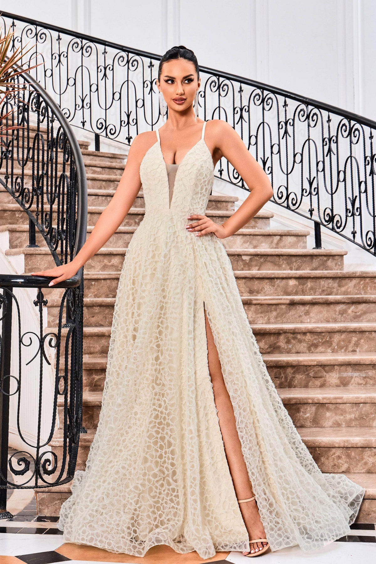 J'Adore Dresses J24038 - Embroidered Tulle Evening Gown J'Adore Dresses J24038 - Embroidered Tulle Evening Gown