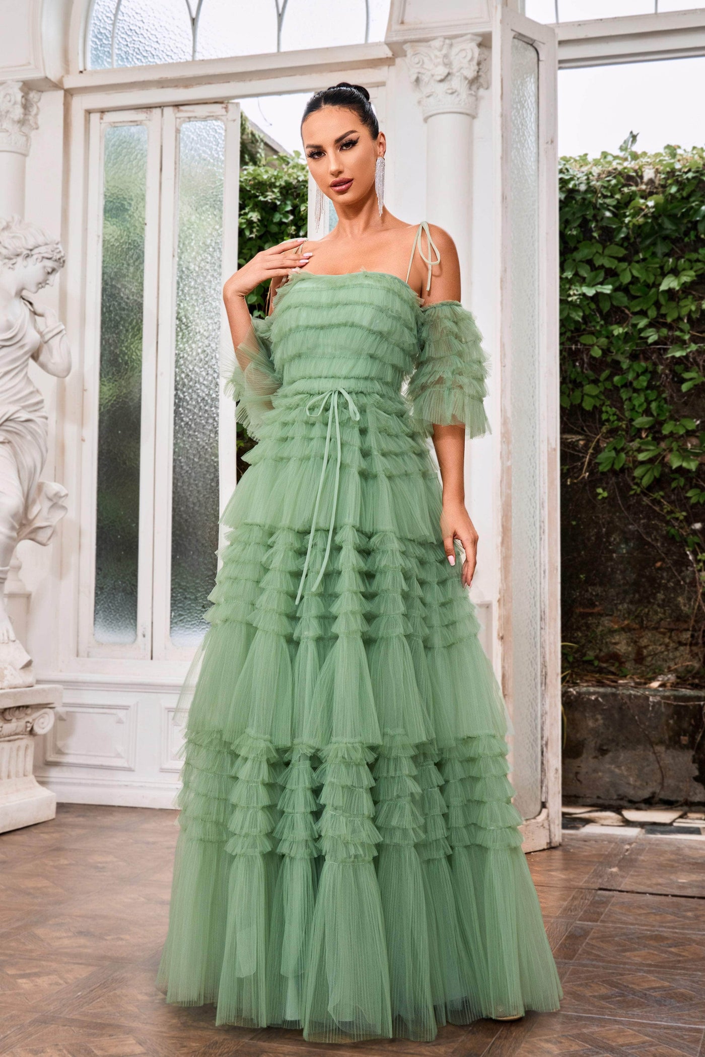 J'Adore Dresses J24043 - Tie Straps Ruffled Ballgown Special Occasion Dresses