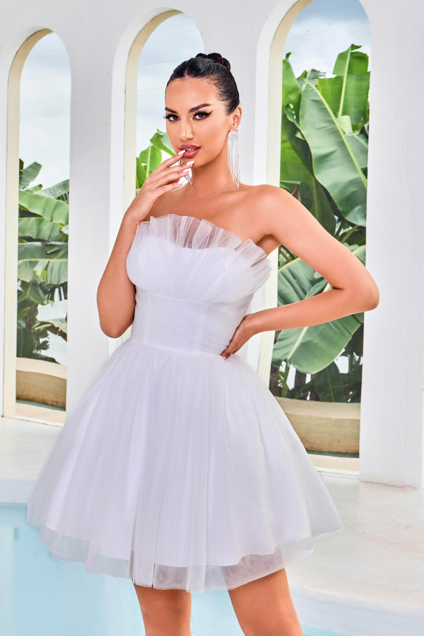 J'Adore Dresses J24072 - Strapless Tulle Cocktail Dress Special Occasion Dresses